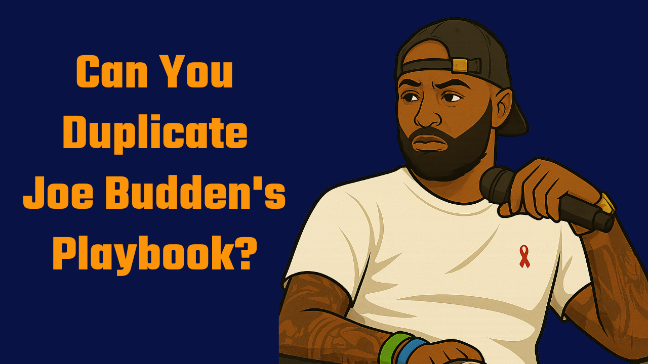 Joe Budden holding a podcast microphone